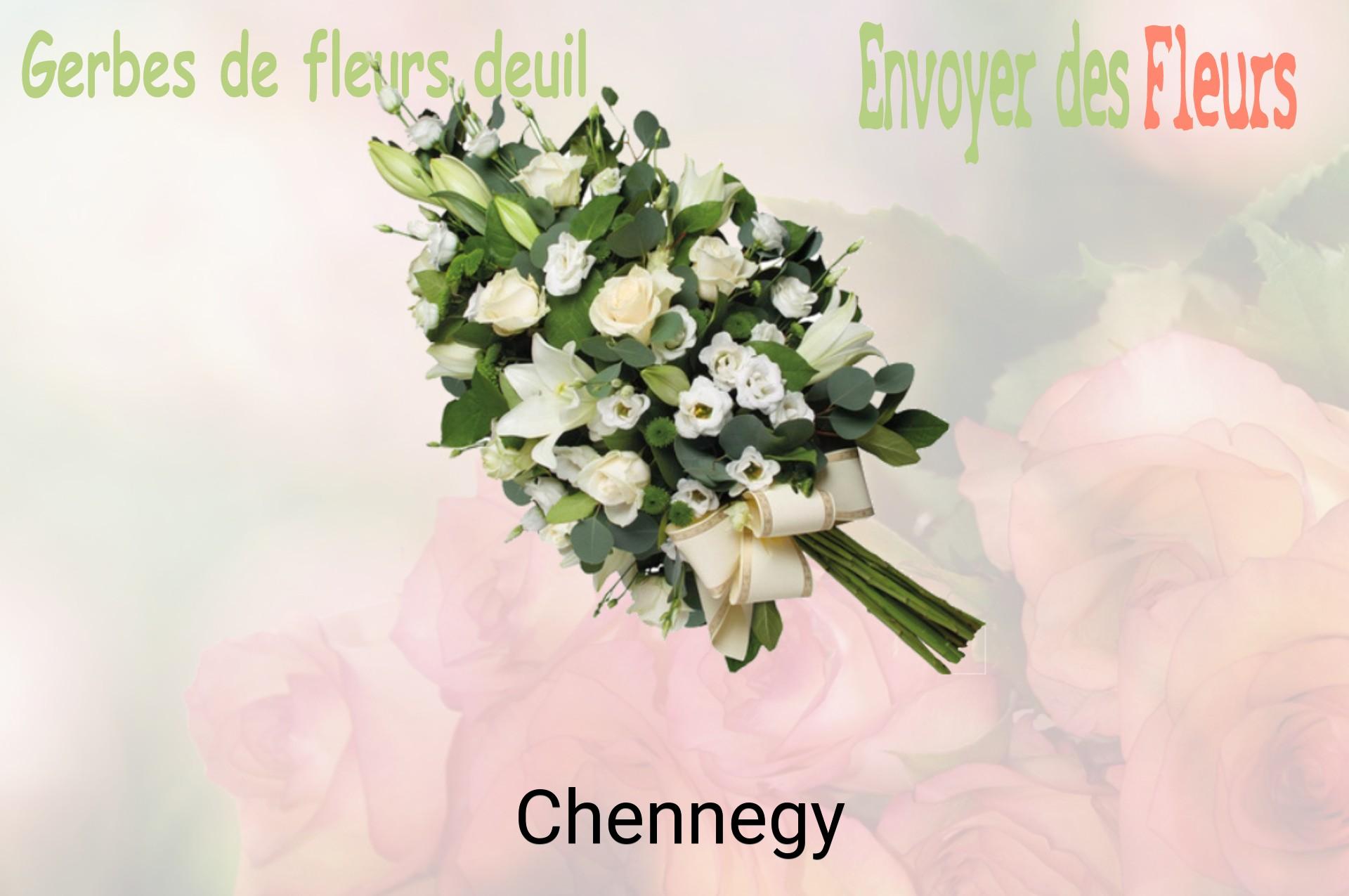 Gerbe de fleurs de deuil livrée à Chennegy